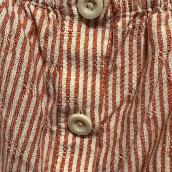 Madewell Puff Long Sleeve Button Down Crop Top Embroidered Stripes Orange Sz XS - Picture 7 of 12